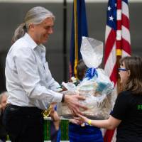 Participant winning the raffle